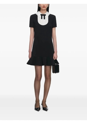 Self-Portrait bow embroidered collar dress - Black