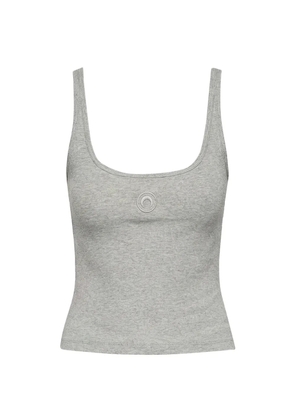 Marine Serre moon logo ribbed cropped T-shirt - Grey