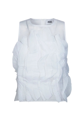 ALPHA STUDIO ruffled sleeveless cotton top - White