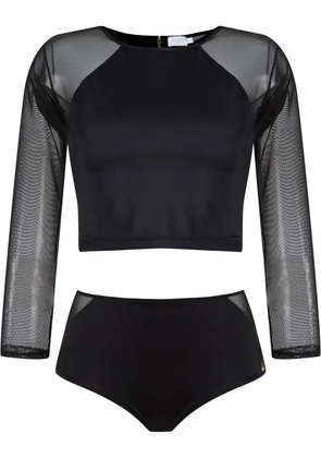 Brigitte cropped top and hot pants set - Black