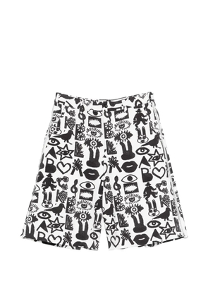 Comme Des Garçons Black patterned shorts - White
