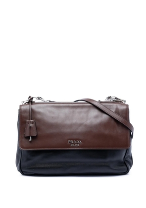 Prada Pre-Owned 2000-2026 Soft Calfskin Double Sided Flap Messenger Bag crossbody bag - Black