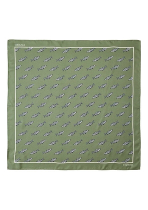 Closed fish-print silk scarf - Green