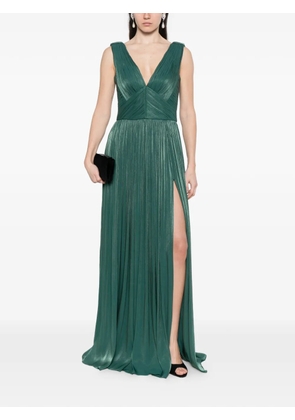 Costarellos Anilia pleated V-neck maxi dress - Green