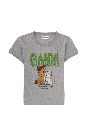 GANNI horse graphic T-shirt - Grey