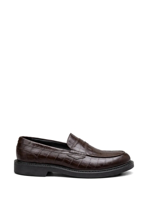 Canali embossed-pattern loafers - Brown