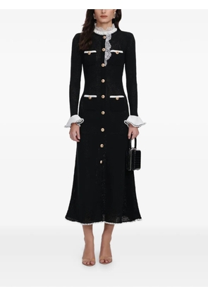 Self-Portrait lace collar button midi dress - Black