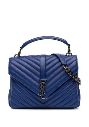 Saint Laurent Pre-Owned 2017 Medium Chevron Sheepskin Monogram College satchel - Blue