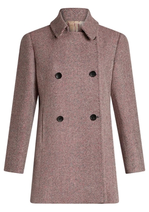 ETRO herringbone-pattern double-breasted coat - Red