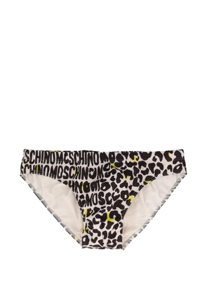 Moschino Pre-Owned logo animal-print swim trunks - White