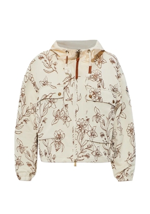 Moncler Nepeta floral-print hooded jacket - Neutrals