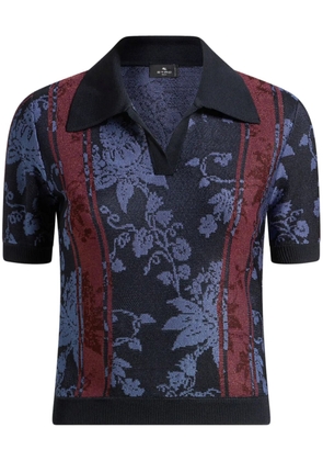 ETRO floral jacquard polo shirt - Blue