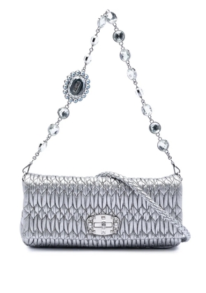 Miu Miu Pre-Owned 2010-2026 Matelasse Metallic Nappa Crystal Chain satchel - Silver