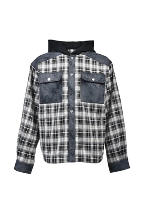 BREATH hooded check shirt - Black