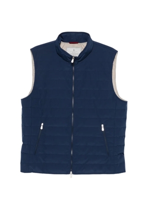 Brunello Cucinelli zip quilted gilet - Blue