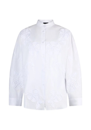 LIU JO embroidered mandarin-collar shirt - White