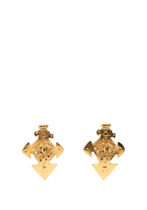 CHANEL Pre-Owned 1994 CC Gold Plated Cross Clip On Earrings costume earrings