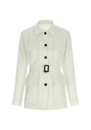 Tagliatore J-Lauren belted linen jacket - White