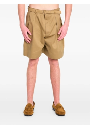 Saint Laurent pleated belt shorts - Brown