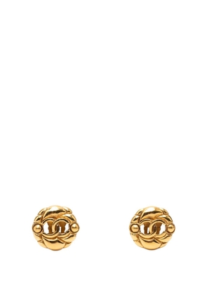 CHANEL Pre-Owned 1980-1990 Gold Plated CC Hollow Round Clip On Earrings costume earrings