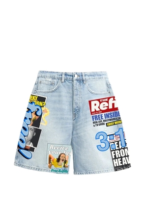 Free Refills graphic-print denim shorts - Blue