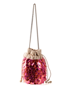 Nannacay Keely sequinned bucket bag - Orange