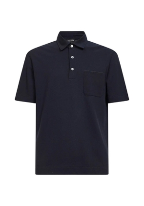 Zegna patch pocket cotton polo shirt - Blue
