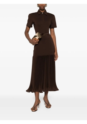 Rowen Rose pleated collared midi dress - Brown