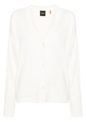 BOSS V-neck ribbed-knit cardigan - White