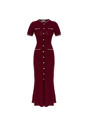 Self-Portrait button embellished midi dress - Red