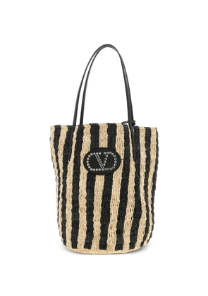 Valentino Garavani striped raffia shopping bag - Black