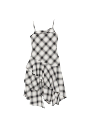 Feng Chen Wang ruffled-detail check-pattern midi dress - Black