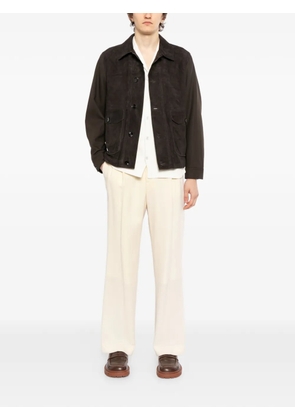 Brioni collared leather jacket - Brown