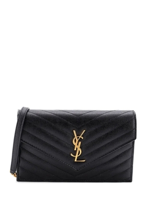 Saint Laurent Pre-Owned Classic Monogram Wallet on Chain Matelasse Chevron Leather Small crossbody bag - Black