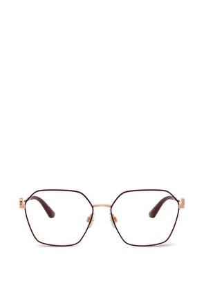 Dolce & Gabbana Eyewear logo-detail geometric-frame glasses - Brown