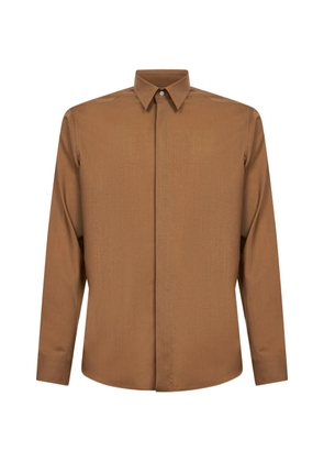 D4.0 covered-button long-sleeve shirt - Brown