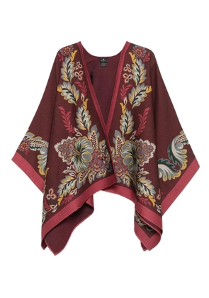 ETRO floral-print poncho - Red