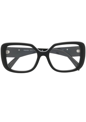 Prada Eyewear triangle logo-plaque square-frame glasses - Black