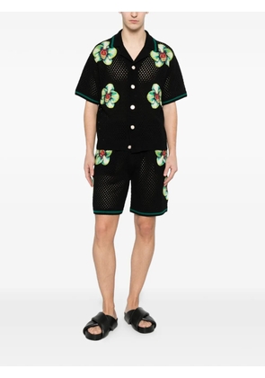 Casablanca floral-embroidered shirt - Black