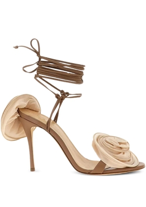 Magda Butrym 90mm rose-detail lace-up sandals - Neutrals