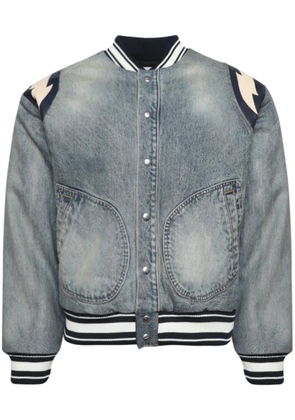 RHUDE Lightening denim bomber jacket - Blue