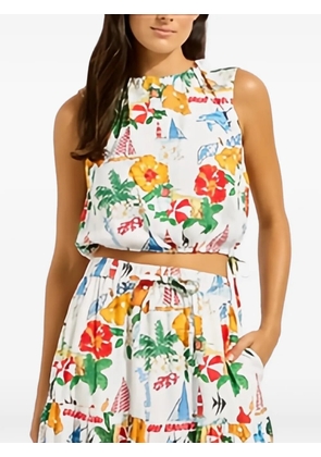 Seafolly drawcord-waist printed blouse - White