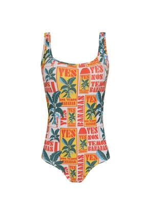 Amir Slama tropical-print swimsuit - White