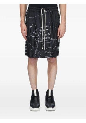 Rick Owens print check shorts - Black