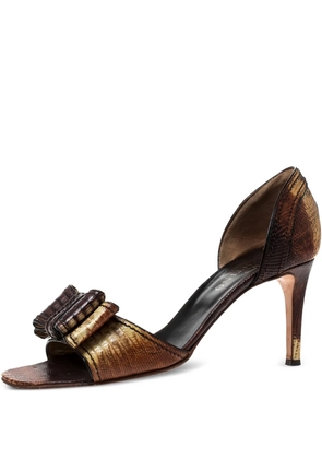 Valentino Garavani Pre-Owned 80mm D'Orsay lizard-leather bow sandals - Brown