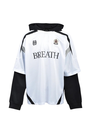 BREATH layered logo hoodie - White