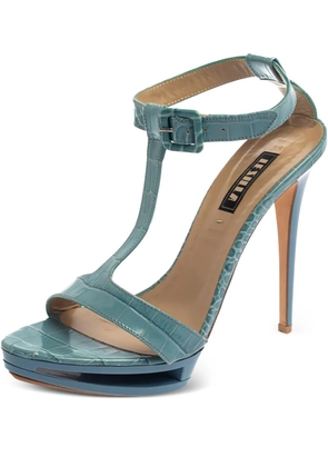 Le Silla 125mm croc-embossed leather sandals - Blue
