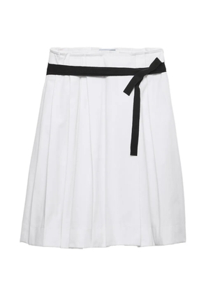 Prada belted gabardine skirt - White