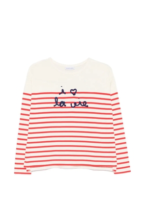 Maison Labiche I Love La Vie embroidered cotton top - Neutrals