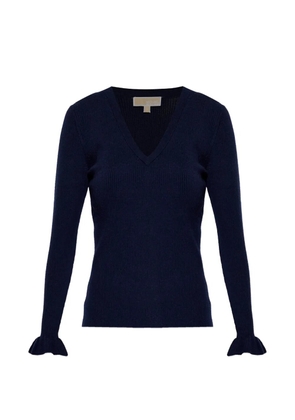 Michael Michael Kors ruffled V-neck sweater - Blue